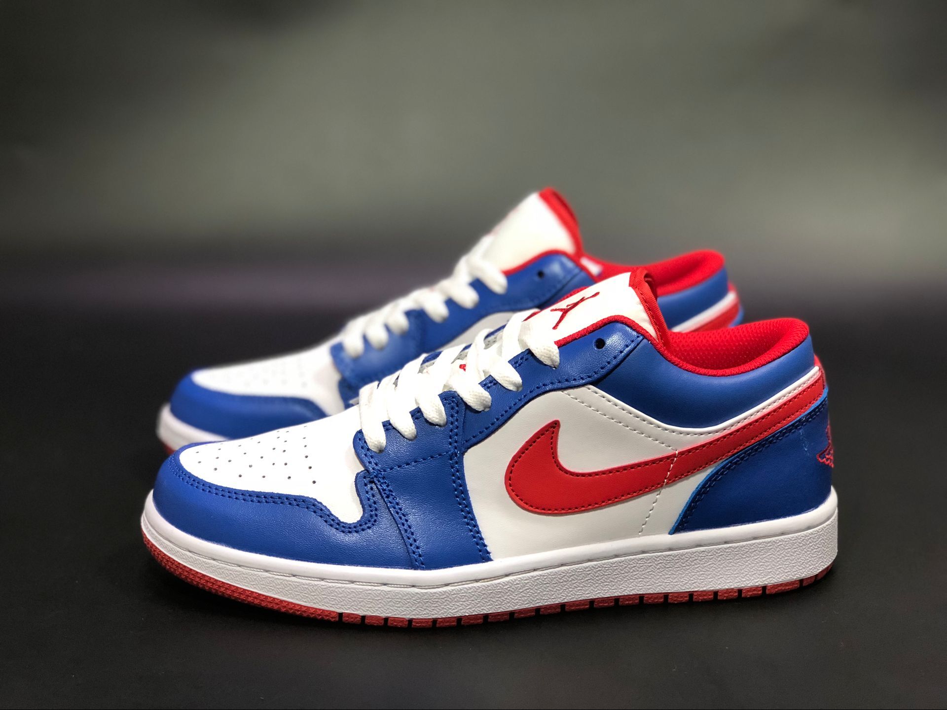 Air Jordan 1 Low America Captain White Blue Red Women Shoes - Click Image to Close